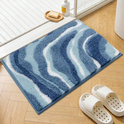 Produktbild von Badematte blau, Mikrofaser, rutschfest, schnelltrocknend, für Dusche