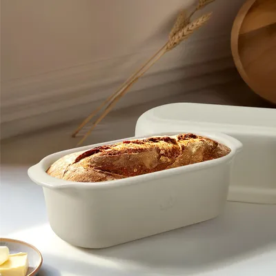 Produktbild von Navaris Brottopf - Toastbrot Backform - Brottopf zum Backen - Tontopf Brot - Brotbackschale - Toastbrotform - Spülmaschinenfest - Keramik - 23 x 14 cm