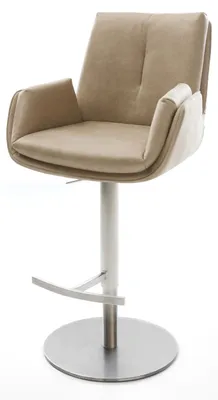 Produktbild von DELIFE Barstuhl Clea-Flex Mikrofaser Beige Vintage Drehfuß höhenverstellbar Edelstahl Silberfarben