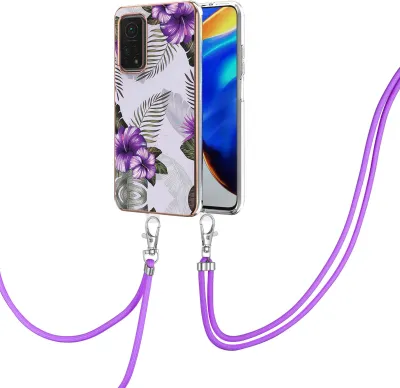 Immagine prodotto di Custodia con cinturino per Xiaomi Mi 10T/Mi 10T Pro, custodia in TPU a fantasia con cinturino regolabile Viola