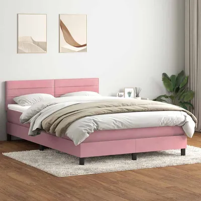 Obrázek produktu pro Maison Exclusive - Box spring postel s matrací růžová 140x210 cm samet