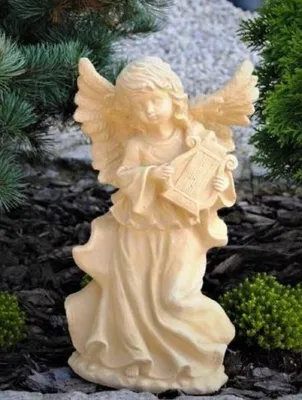 Produktbild von Casa Padrino Jugendstil Garten Deko Skulptur Engel Beige 22 x 15 x H. 39 cm - Elegante Garten Deko Stein Figur - Barock & Jugendstil Garten Deko Accessoires