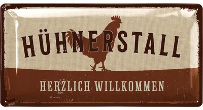 Produktbild von Blechschild HÜHNERSTALL Schild, Hühner Schild, Hühner Deko Geschenk als Hühnerstall Zubehör und retro Wanddeko, Farmhouse Deko Bauernhof