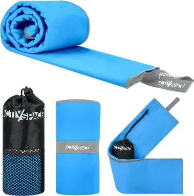 Produktbild von Schnelltrocknendes Mikrofaserhandtuch 130 x 75 cm, klein – blau