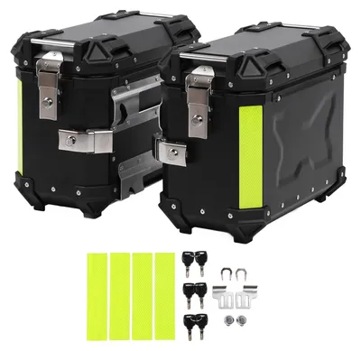 Produktbild von Motorrad-Seitenkoffer aus Aluminiumlegierung, 28 l, mit Sicherheitsschloss, stoßfeste Satteltaschenbox für Helmgepäck