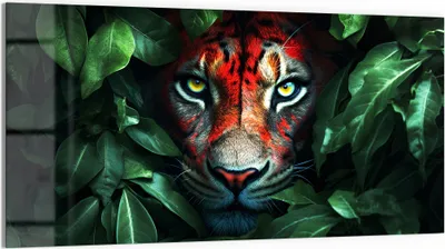 Produktbild von DEQORI Glasbild Echtglas 100x50 cm 'Dschungelblick' Wandbild Bild modern Deko
