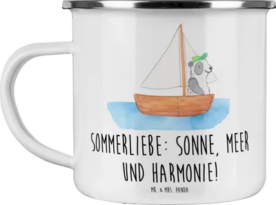 Produktbild von Mr. & Mrs. Panda Pott Sommerliebe - Weiß - Geschenk, Sommerprodukte, Farben, Strand, wandertasse, Winter, Haferl, Sommerferien Abschiedsgeschenk, Teetasse, Lebensfreude