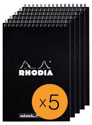 Immagine prodotto di Blocco note a spirale A5 80 fogli 80g Righello a punti nero confezione da 5