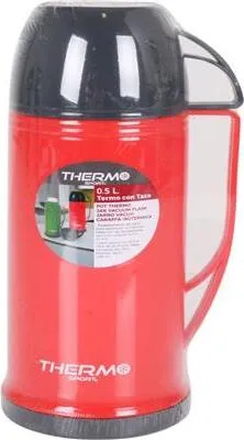 Produktbild von Isolierkanne Thermoskanne Thermo Kanne 1,0 L Kaffeekanne Thermosflasche m. Tasse Rot