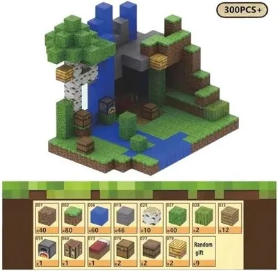 Obrázek produktu pro Magnetická sada kostek světa z kostek Minecraft 300ks + 9 figurek