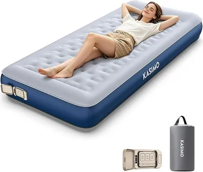 Imagen del producto de Colchón inflable autohinchable, cama de aire para 1 persona, cama de invitados con bomba eléctrica integrada, colchón inflable con almohada, colchón de aire de 190x85x22 cm para invitados en casa y para acampar