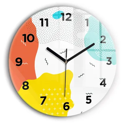 Obrázok produktu pre Wallfluent Hodiny - Okrúhle Sklenené Nástenné Hodiny - Tichý Quartz Strojček - Dekorácia Na Stenu V Spálni - Čierne Hodinové Ručičky - 60cm - Abstrakcia
