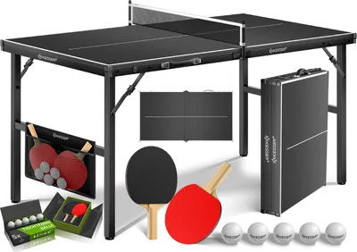Produktbild von KESSER® Mini Tischtennisplatte kompakt – faltbar & platzsparend, mit Netz, 2 Schlägern & 5 Bällen – ideal für Indoor & Outdoor Spielspaß