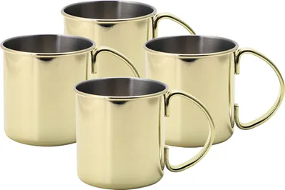 Produktbild von ECHTWERK Moscow Mule Becher Set 4tlg aus Edelstahl, 480 ml, , Farbe:Gold