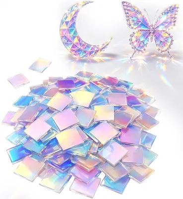 Productafbeelding van Acrylmozaïektegels, transparant, 2 x 2 cm, 100 stuks, voor creatieve projecten