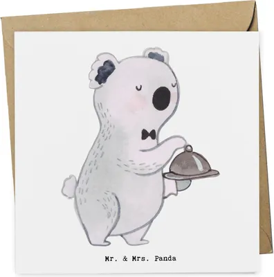 Produktbild von Mr. & Mrs. Panda Grußkarte Restaurantfachmann Herz - Weiß - Geschenk, Klappkarte, anlasskarte, Glückwunschkarte, faltkarte, doppelkarte
