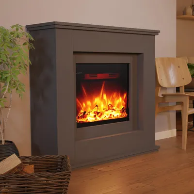 Produktbild von Glow Fire Elektrokamin 'Europa' | LED Standkamin in grau mit Heizung (1500 W) | HxBxT: 101x111x33cm