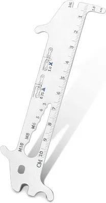 Produktbild von Fahrradkettenlehre 7-in-1, Kettenverschleißmesser mit Kettenhaken, 10 cm Lineal, 14G Speichenschlüssel, für