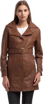 Produktbild von Chyston Elsa Damenmantel Lang Braun Lammleder S