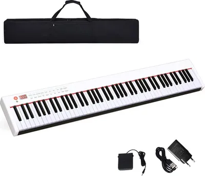 Produktbild von COSTWAY 88 Tastatur digitale Keyboard Kinder elektrisches Klavier 128 Rhythmen / 128 Töne/Bluetooth/Lautsprecher / 20 Demo geeignet für Kinder und Erwachsene