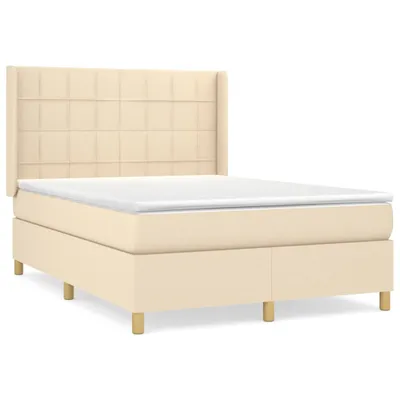 Produktbild von vidaXL Boxspringbett mit Matratze Creme 140x200 cm Stoff