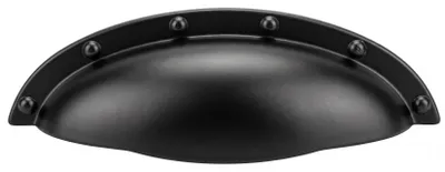 Produktbild von Möbelgriff Muschelgriff Schwarz Matt - Modell C192 P61 - 95mm - Vintage Landhausstil - Schalengriff aus ZnAl - Hochwertig und Robust - für Schubladen
