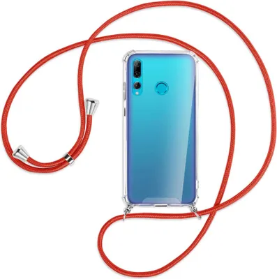 Produktbild von Handykette Backcover-Schutzhülle mit Band (Metall silberfarben) für Huawei P Smart Plus 2019 - rot