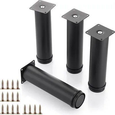 Zdjęcie produktu dla 4 nóżki ze stali nierdzewnej – 200 mm – do biurka/stołu/łóżka/kanapy – czarne