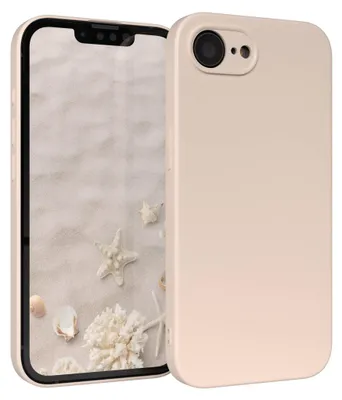 A phone case is shown with a beach-themed wallpaper on the phone screen.