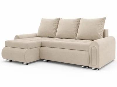 Produktbild von Ecksofa RELAX L-Form, Universal, Modernes Bettsofa mit Schlaffunktion und Bettkasten, Schlafsofa, Couch beidseitig montierbar, BEIGE - MONOLITH 04, KI-generiertes Bild