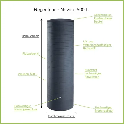 Produktbild von Regentonne anthrazit NOVARA 500 Liter