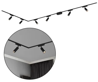Immagine prodotto di Sistema di binari Briloner Luxtrail, set completo, 6x faretti LED, a L, nero