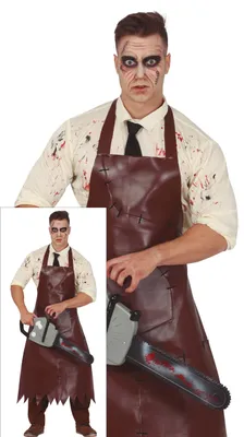 Immagine prodotto di Halloween Horror Motosega Killer Costume Sanguinosa Scary Shocker Personaggio Outfit, Taglia: 52 - 54 (L) Colore: Marrone
