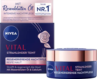 Immagine prodotto di NIVEA Vital radiant complexion Trattamento notte rigenerante con olio di fiori di rosa 50ml