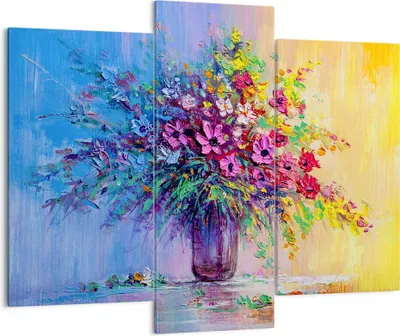 Produktbild von Bild auf Leinwand - Leinwandbild - Blumen Vase - 130x100cm - Wand Bild - Wanddeko - Wandbilder - Leinwanddruck - Bilder - Kunstdruck - Wanddekoration - Leinwand bilder - Wandkunst - CB130x100-4117
