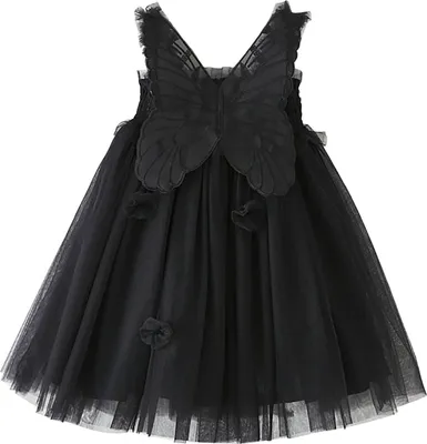 Produktbild von ASKSA Prinzessinnenkleid fuer Kleinkinder Kleinkind Maedchen aermellos Schmetterling Tuell Spitze Rueschen Kleid Tanz Party Prinzessin Kleider, Schwarz, Groesse: 80
