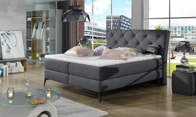 Obrázok produktu pre Kontinentálna posteľ s úložným priestorom 160x200 TORVIRO - tmavo šedá