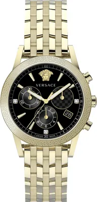 Obrázek produktu pro Versace VELT00919 Sport Tech Diamond Chrono dámské hodinky z nerezové oceli černé zlato NEW