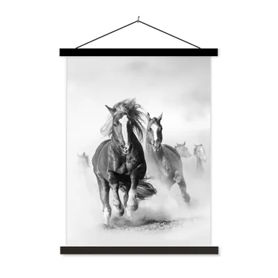 Produktbild von MuchoWow® Textilposter Pferde - Tiere - Illustration 90x120 cm mit schwarzem Rahmen - Dekoration