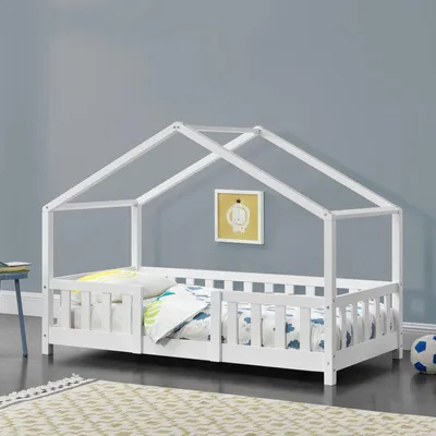 Obrázok produktu pre Detská postieľka 70x140 cm od spoločnosti Huis-Ontwerp, vyrobená z masívneho smrekového dreva, s bočnicami na ochranu pred pádom