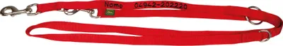 Produktbild von Hundeleine bestickt mit Hundenamen rot 2 m x 25 mm incl. Bestickung Nylonleine Führleine