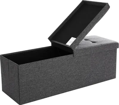 Obrázek produktu pro Taburet s odklápěcím víkem OTTOMAN 110x38 cm, tmavě šedý