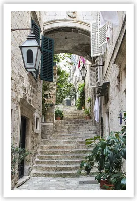 Produktbild von Poster - Poster ohne Rahmen - Kroatien Treppe Dubrovnik - 61x91,5 cm - Wand Bild - Wanddeko - Wandbilder - Kunstposter - Wandposter - Bilder - Kunstdruck - Wanddekoration - Wandbild - P2XPA61x91-5150