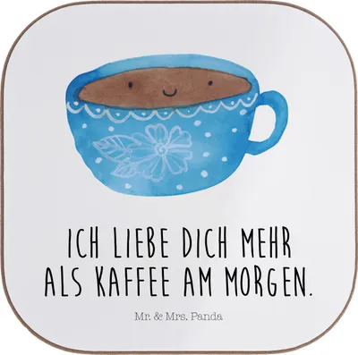 Produktbild von Mr. & Mrs. Panda Untersetzer für Gläser Kaffee Tasse - Weiß - Geschenk, Lustige Sprüche, Coaster, gläseruntersetzer, Liebe, Glücklich, Tassen, Holzuntersetzer, Genuss