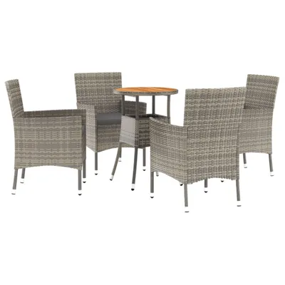 Obrázek produktu pro vidaXL 5dílný zahradní set s polštáři Grey Poly Rattan