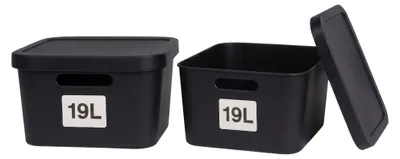Produktbild von Plastard Aufbewahrungsbox mit Deckel 2er-Set 19 Liter in Schwarz