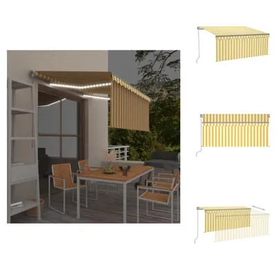 Produktbild von vidaXL Markise Manuell Einziehbar mit Rollo LED 3x2,5m Gelb & Weiß -  Markisen