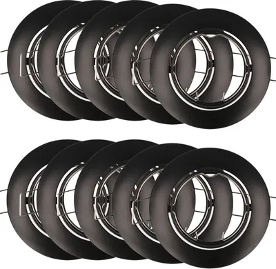 Image de 10-PACK Noir Alliage de zinc Spot encastrable Rond Pivotant GU10 /GU 5,3 / MR 16 Luminaire encastrable (Noir, Set de 10)