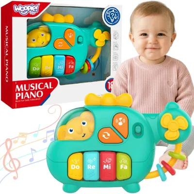 Zdjęcie produktu dla WOOPIE BABY Pianinko Interaktywne Helikopter Słoń Muzyczne Dźwięki 18m+