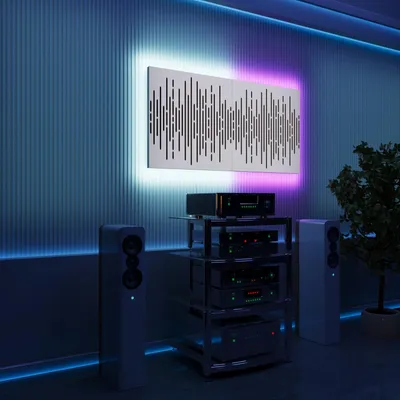 Zdjęcie produktu dla Zestaw 2 paneli akustycznych LED z podświetleniem RGB do systemu Echo Control | Panele dźwiękochłonne z podświetleniem | 2x WAVE – zestaw | Białe